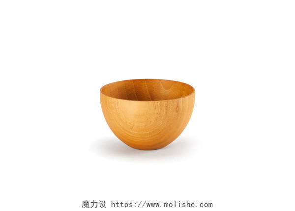 日式家用木质饭碗木盆木碗餐具白底图